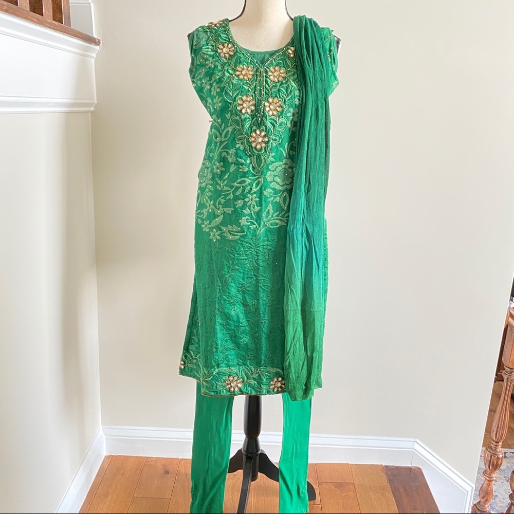 Green Indian Suit with Churidar